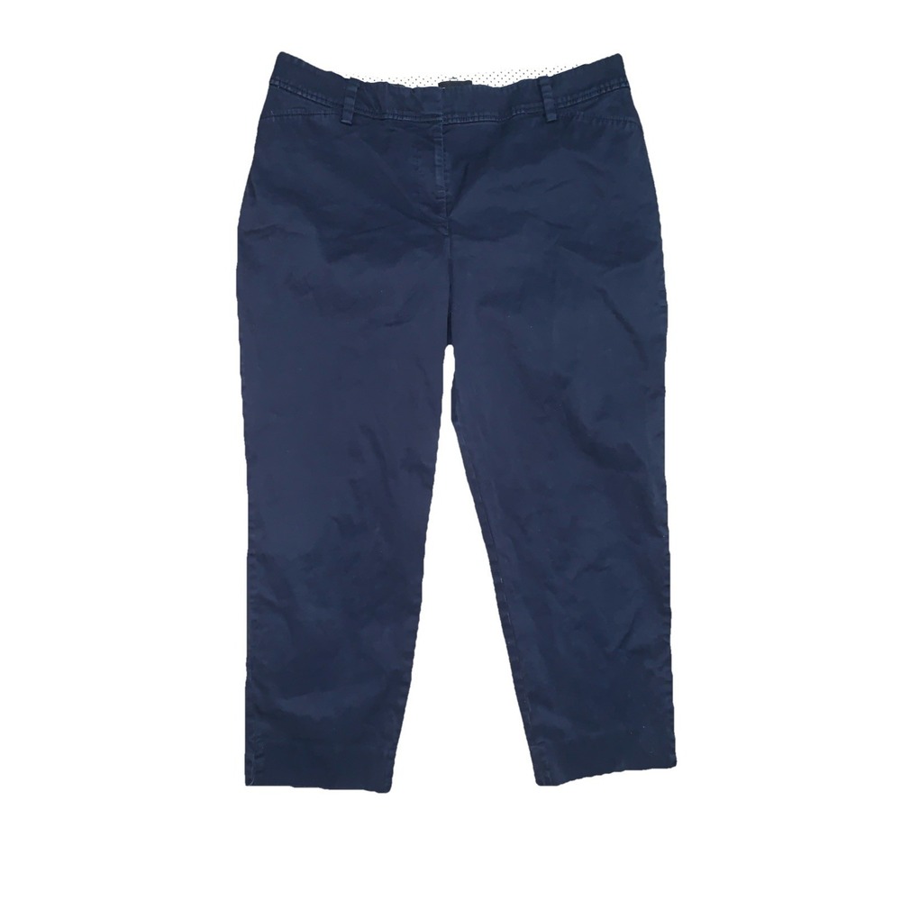 Talbots Perfect Crop Pant Curvy Womens 14 Navy Blue Flat Front High Rise Chino